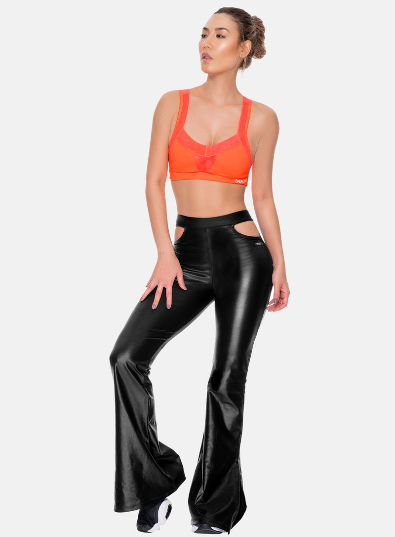 PANTALÓN DEPORTIVO MUJER TELA APARIENCIA CUERO BOTA ANCHA TALLA ÚNICA