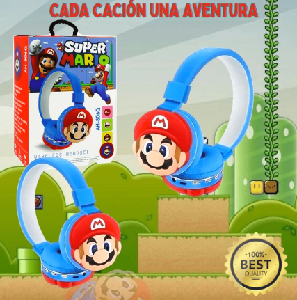 Diadema de Mario Bros Bluetooth con Auriculares Inalámbricos y Manos Libres