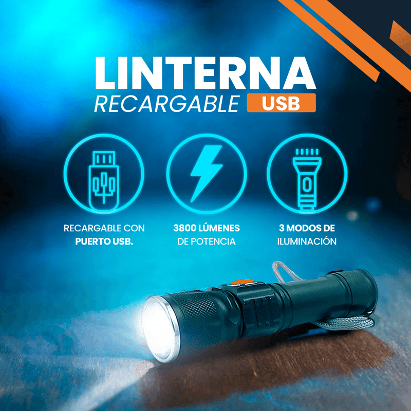 Linterna Táctica TitanioPro USB