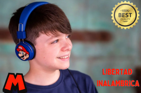 Diadema de Mario Bros Bluetooth con Auriculares Inalámbricos y Manos Libres